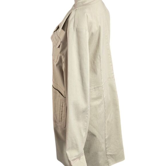 Denim & Co. Cream with Pink Stitching Spring Coat - Picture 5 of 9